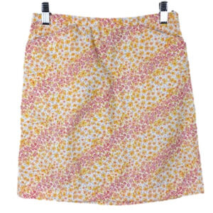 Ann Taylor Loft Pink Multicolored Floral Side Hook Zip Closure Mini Pencil Skirt